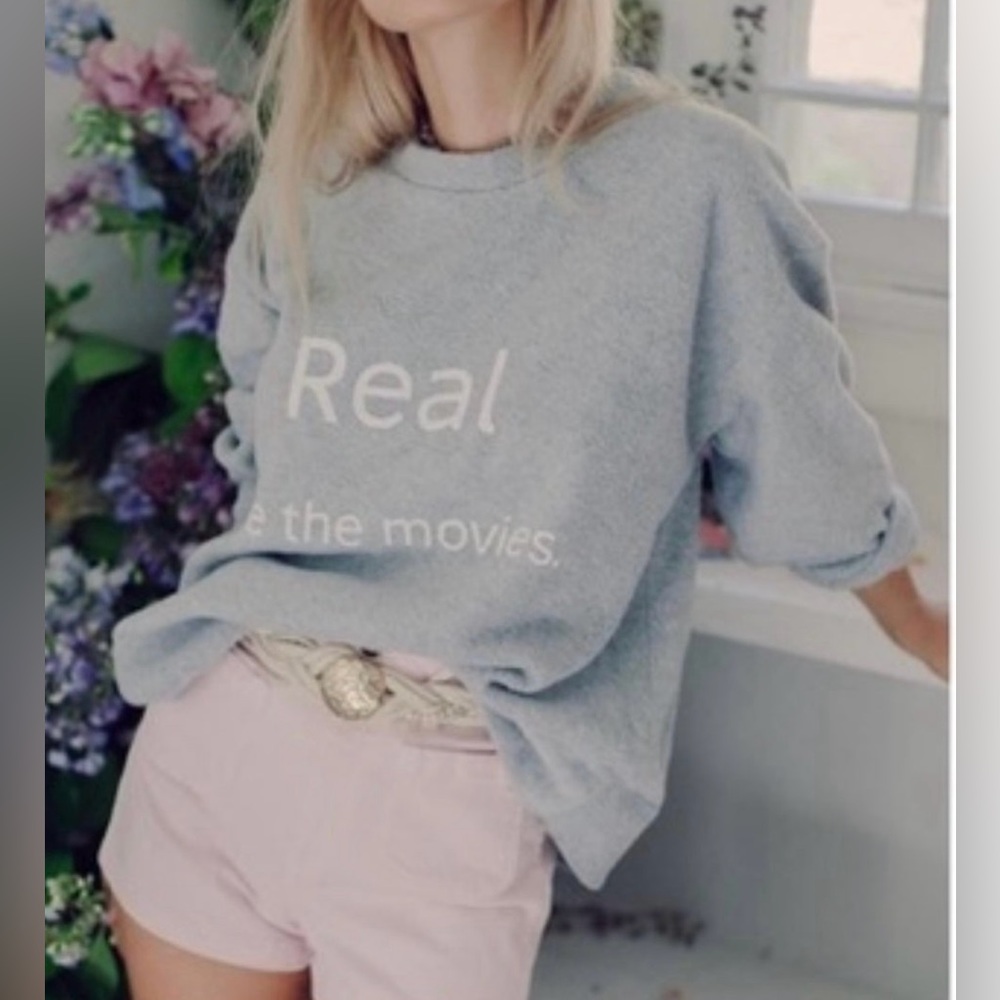 NWT Daydream Nation“Real Like The Movies” Raincloud Grey Oversized Sweatshirt